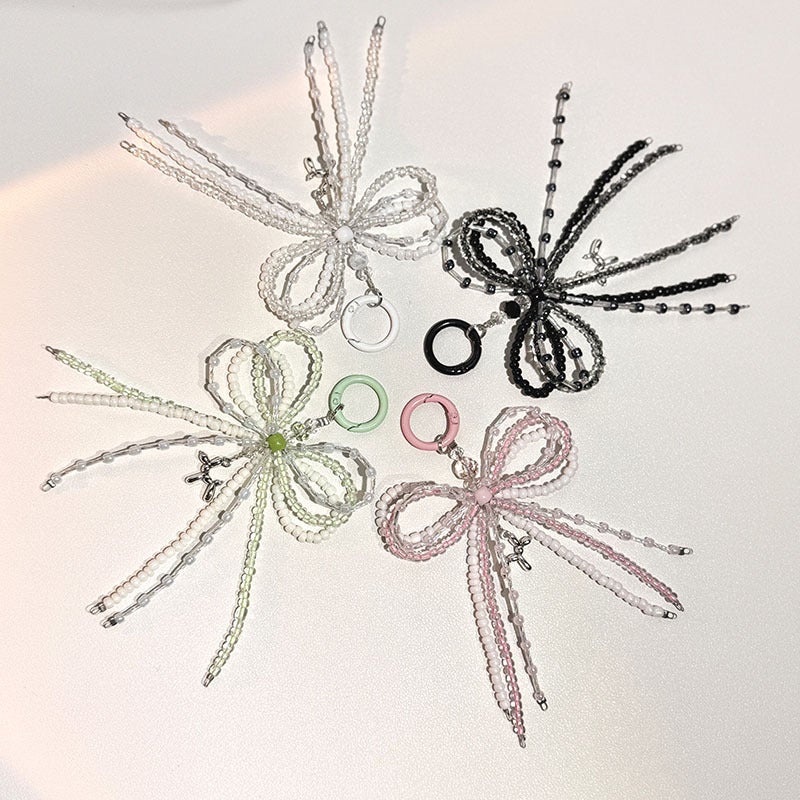 Handcrafted Beaded Bow Series Phone Charms Suitable for All Types of Phone Chains and Short Bag Accessories - Image 2