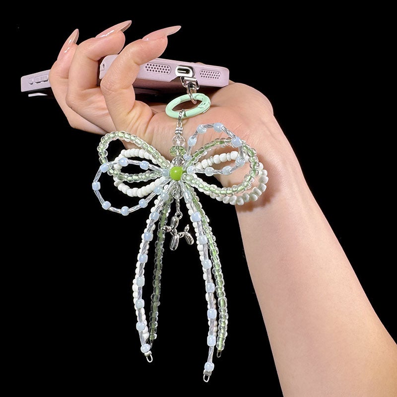 Handcrafted Beaded Bow Series Phone Charms Suitable for All Types of Phone Chains and Short Bag Accessories - Image 1