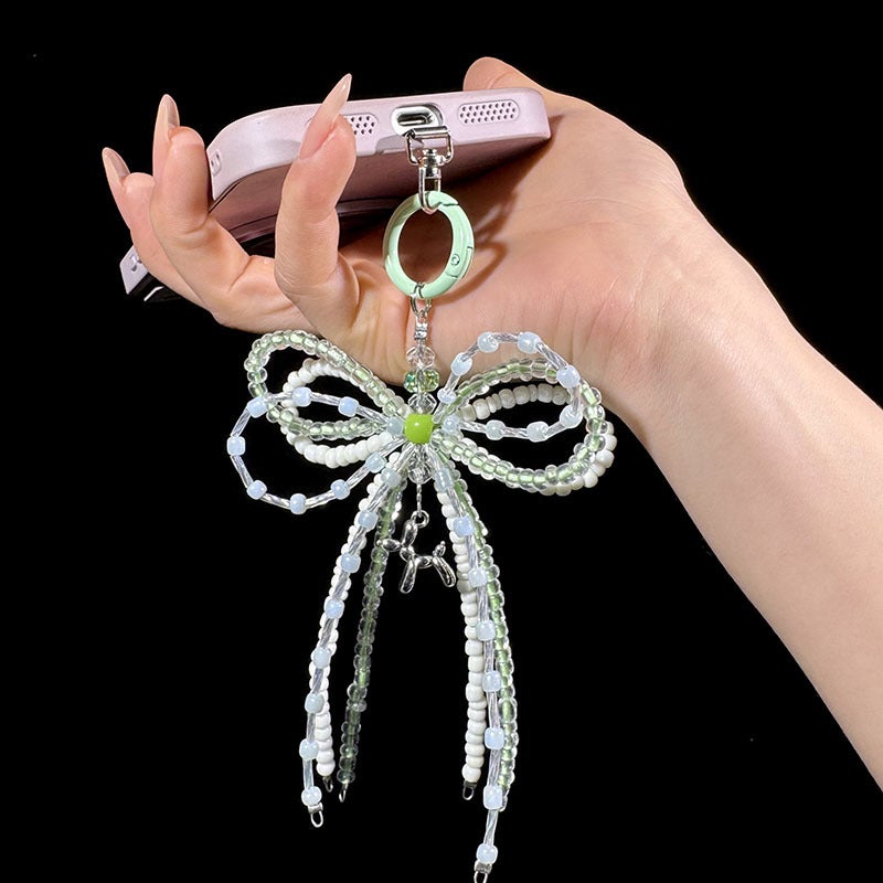 Handcrafted Beaded Bow Series Phone Charms Suitable for All Types of Phone Chains and Short Bag Accessories - Image 4