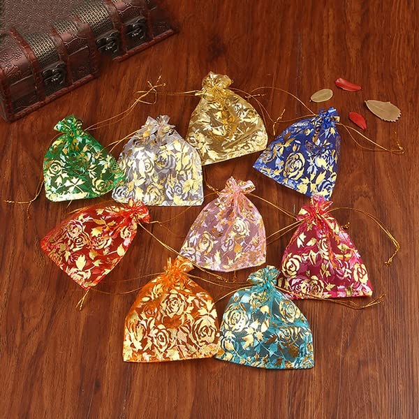 Beingelegant Return Gift Favor Shagun Pouches Dry Fruit Pouches and Multicolor Return Gift Potli Bags Organza Pouches Size 9X12 CMS Mix Colors - Image 2