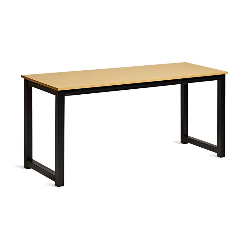 Decoholic 63 Inch Computer Desk Home  Office PC Laptop Study Writing Table Workstation with Leg Bars Modern Simple Industrial StyleOak