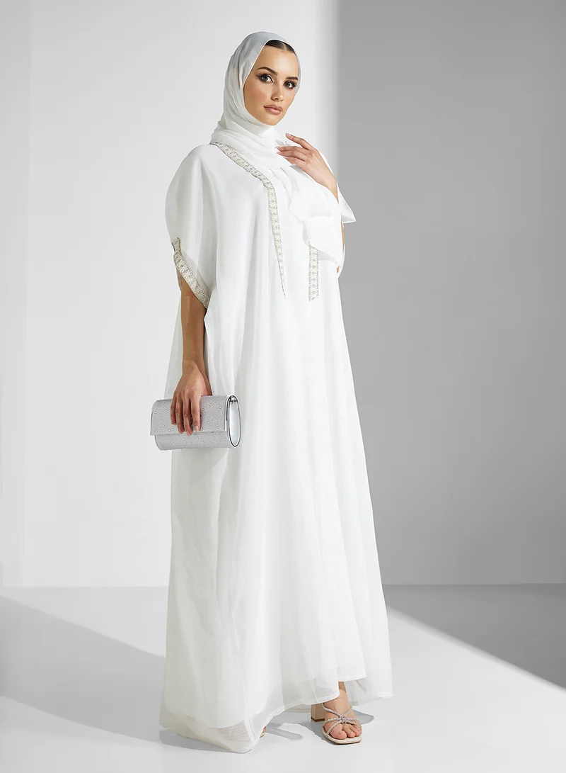 hayas closet V-Neck Cape Sleeve Abaya