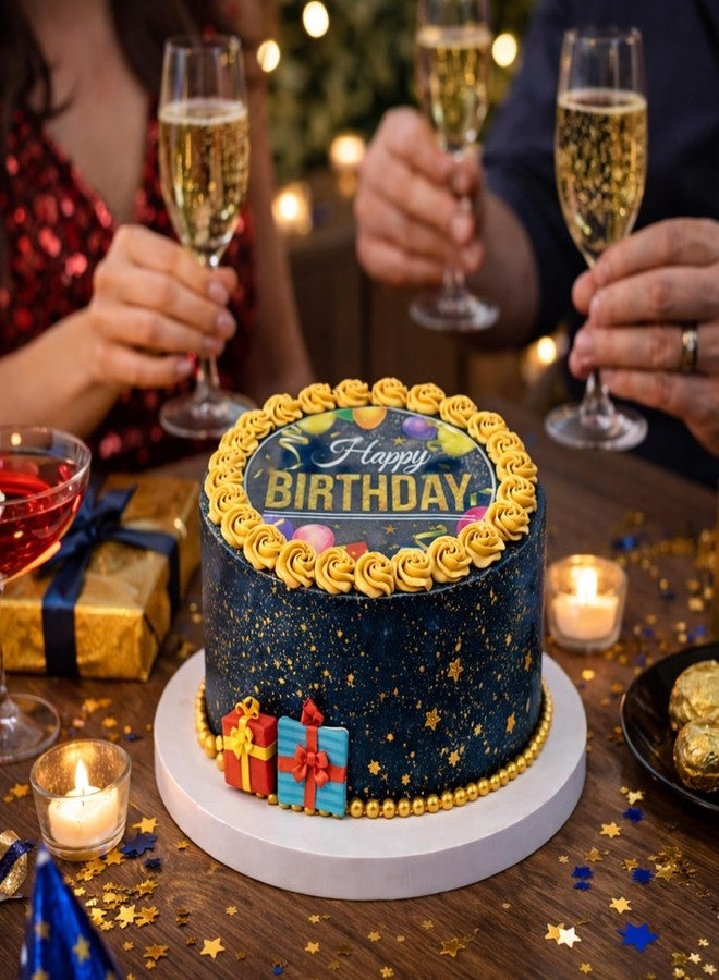 Dekora, Edible Happy Birthday Cake Decorations, Edible Cake Toppers Decoration for Birthday, Happy Birthday Image Sheet for DIY Cake Decorating, 7.8-Inch Round Wafer Paper, Sugar-Free - Image 4