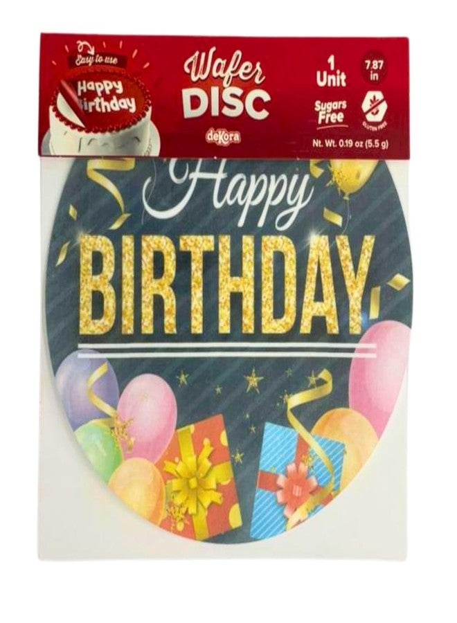Dekora, Edible Happy Birthday Cake Decorations, Edible Cake Toppers Decoration for Birthday, Happy Birthday Image Sheet for DIY Cake Decorating, 7.8-Inch Round Wafer Paper, Sugar-Free - Image 2