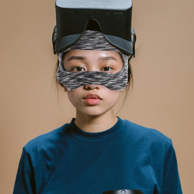 Housoutil Adjustable Vr Headset Eye Padding Sweat-Absorbent Breathable Cover for Adults, Quick- -Grey Vr Accessory - Image 5