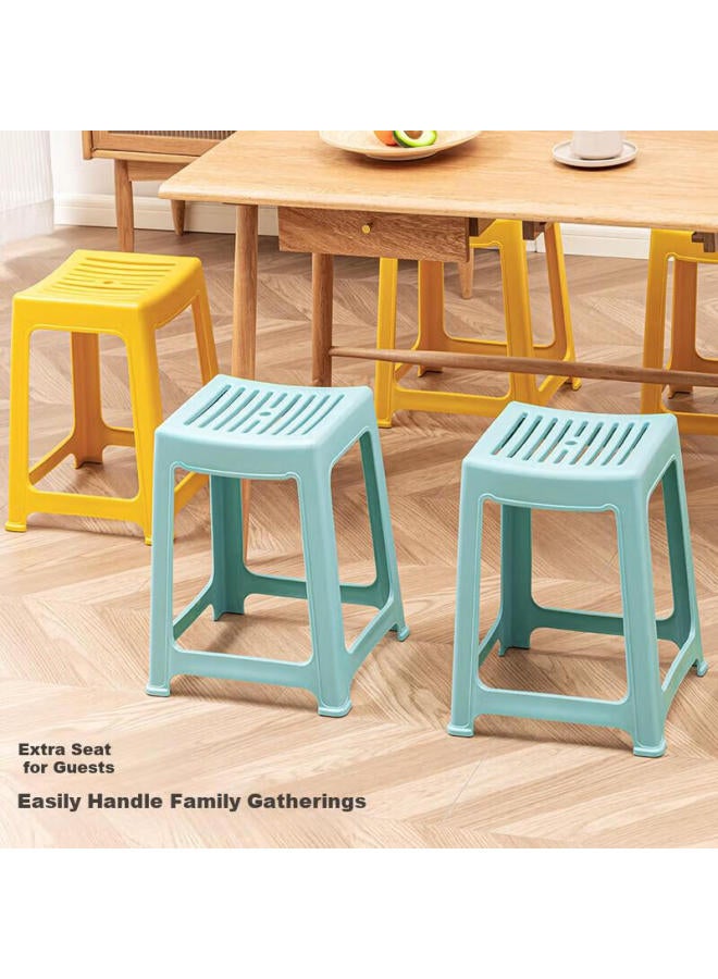 Citylong Xitianlong Square Stool, High Stool, Plastic Stool, Thickened And Wear-resistant, Household Dining Chair, Hollow Bathroom Stool, Nordic Blue, 1 Piece - Image 4