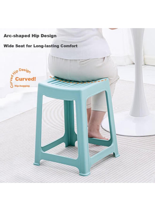 Citylong Xitianlong Square Stool, High Stool, Plastic Stool, Thickened And Wear-resistant, Household Dining Chair, Hollow Bathroom Stool, Nordic Blue, 1 Piece - Image 2