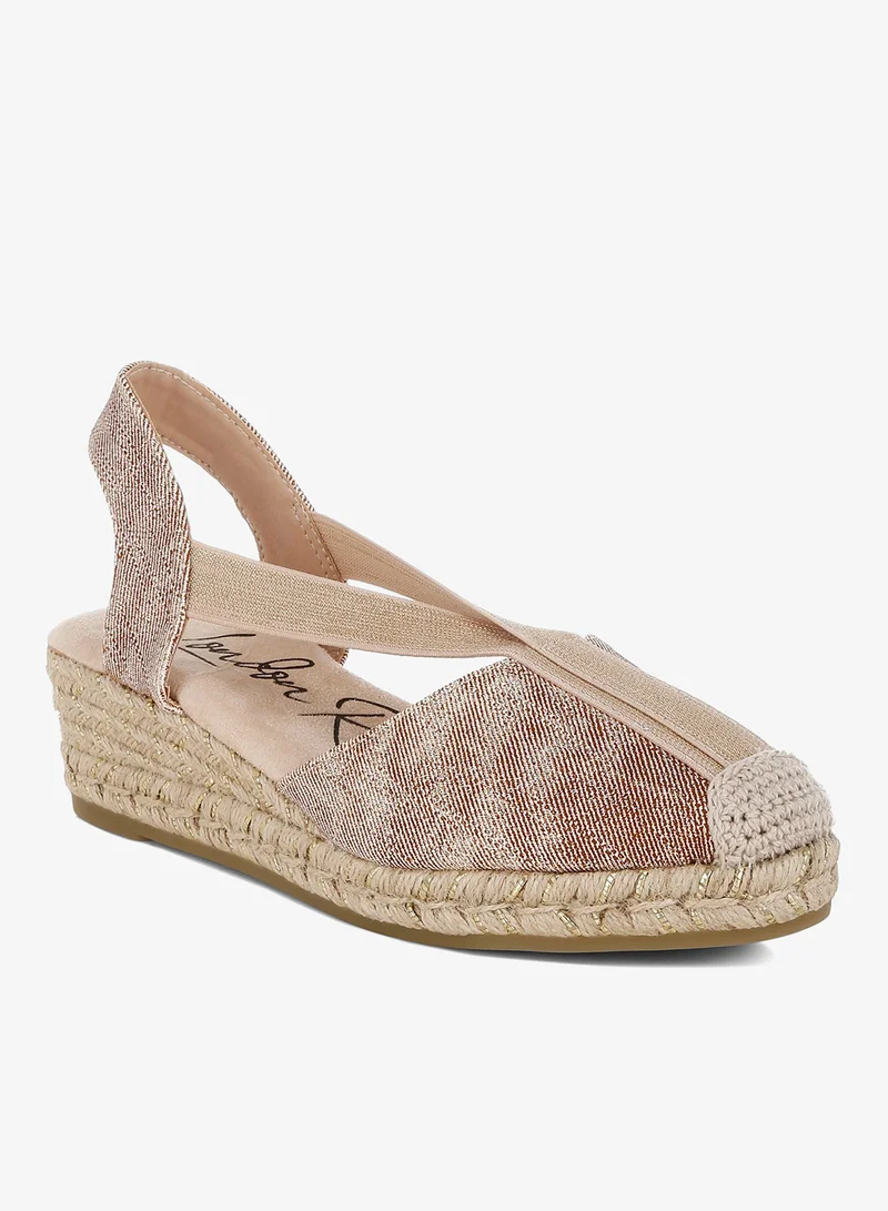 لندن راج إسبادريل منسوج معدني بكعب عريض بلون وردي فاتح