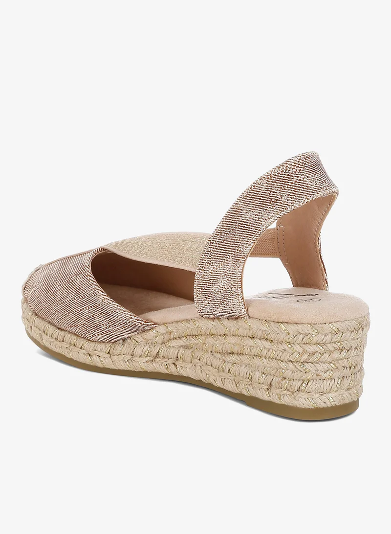London Rag Metallic Woven Espadrille Wedges in Blush