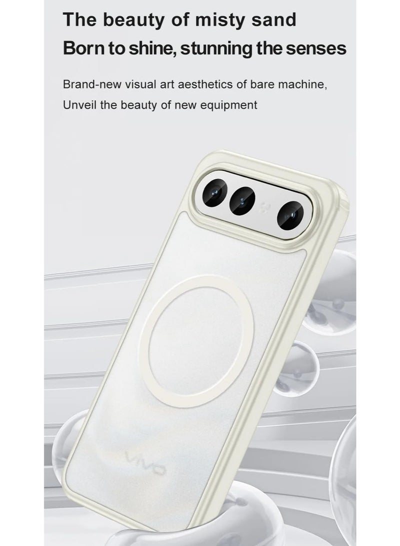 general Magnetic Case for Vivo X300 FE 5G [Support Wireless Charging] Matte Frosted Translucent Case Airbag Anti-Drop Shockproof Bumper Soft TPU Edge Hard PC Back Cover - Image 2