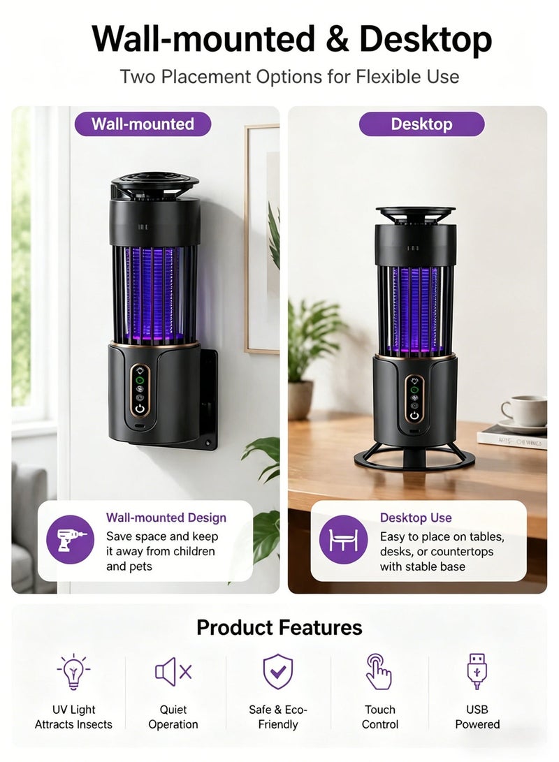 CUBEXELL Portable Electric Flying Insect Killer — 3-in-1 Smart Insect Zapper with LED UV Mosquito  Lamp - Image 4