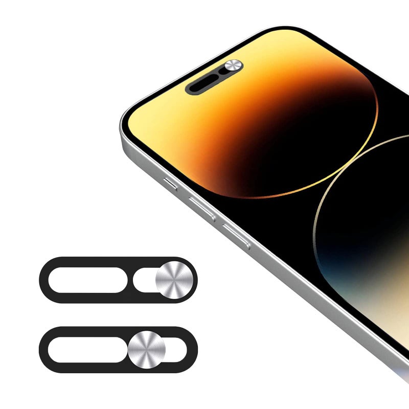 KASTWAVE Front Camera Cover for iPhone 14/15 Series – Privacy Protection, Face ID Friendly (2 Pack, Silver)