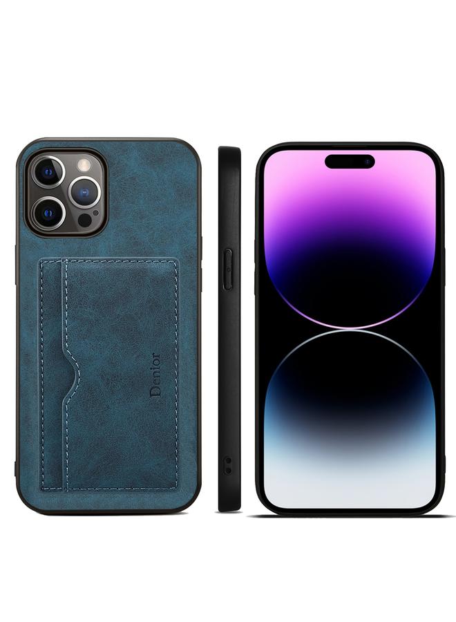 Denior Case For iPhone 15 Pro PU Single Card Slot Holder Phone Case - Image 1