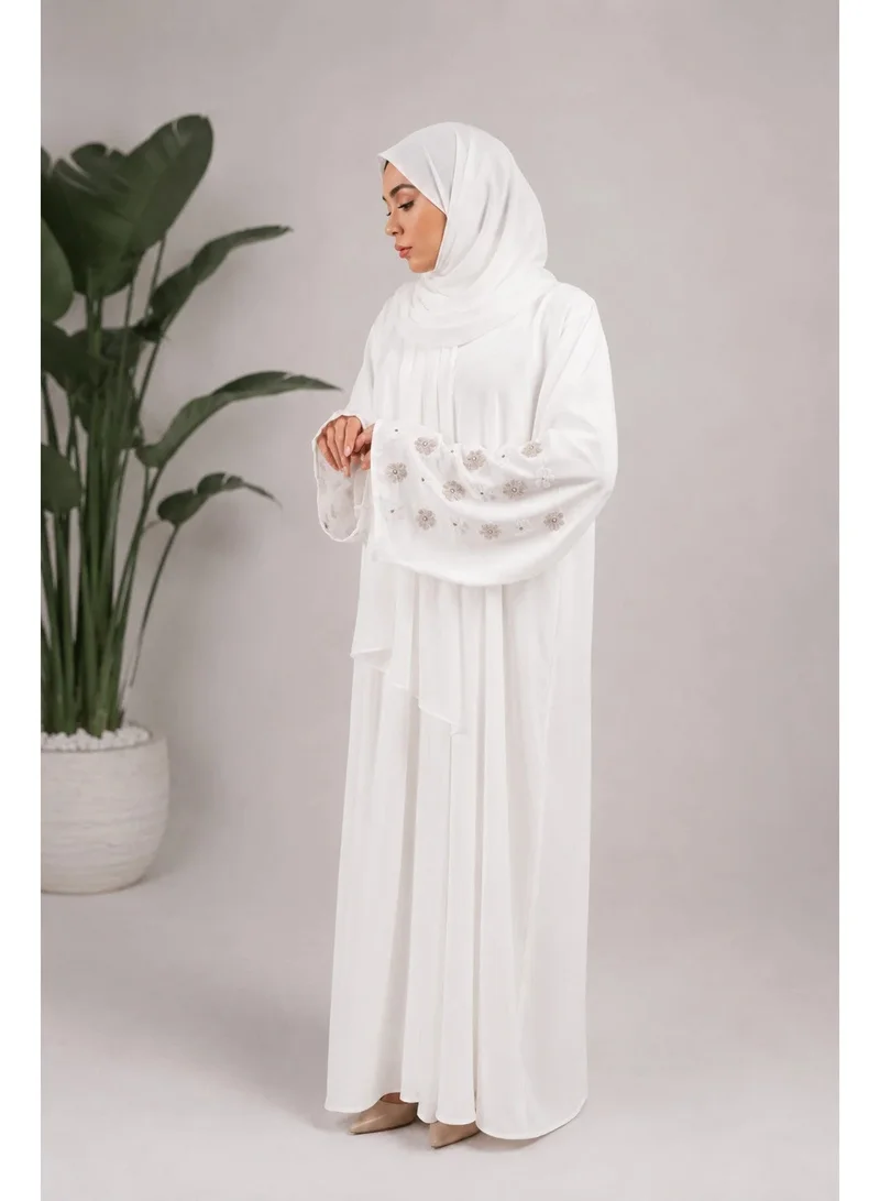 Ophelia Aya 2-in-1 Buttoned Open Abaya with Hand-Embroidered Floral