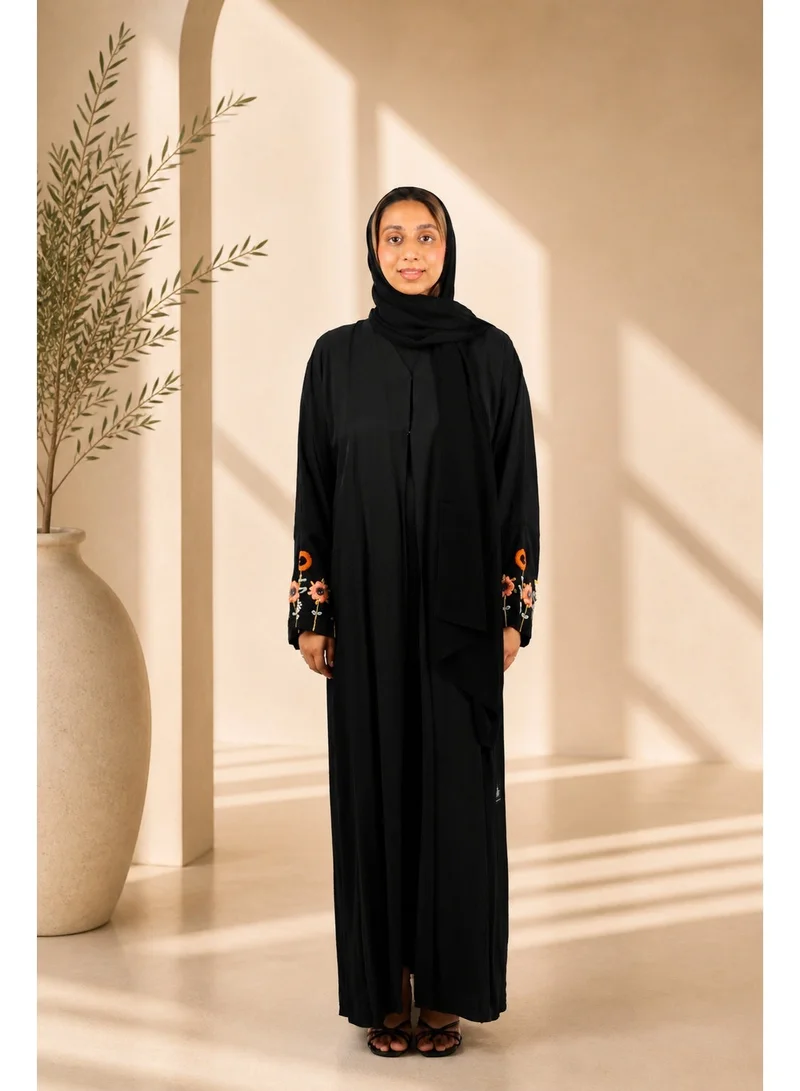 JAMEELA  Poppy Embroidered Noir Abaya for Women | Best Price UAE