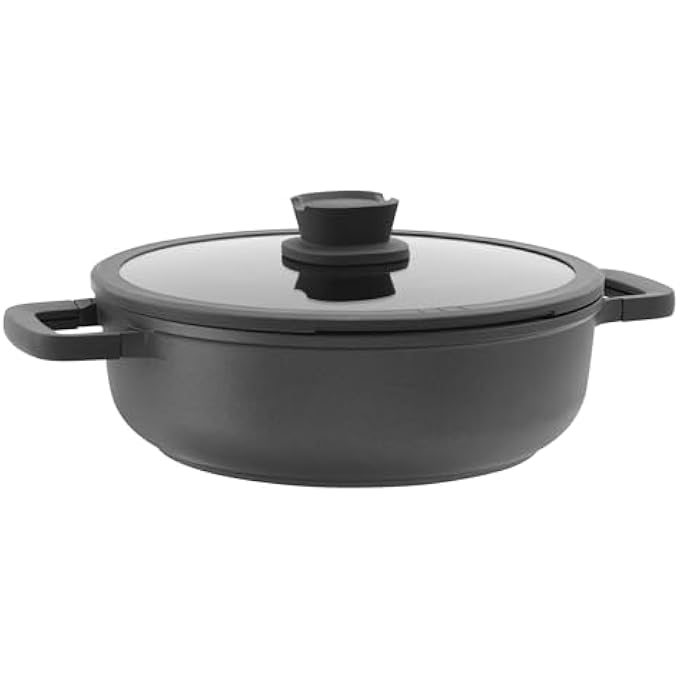 Berghoff Leo Stone Nonstick Ceramic 11In Saute Pan 5Qt With Glass Lid Recycled Aluminum Ceragreen NonToxic StayCool Handle Silicone Cover Spoon Rest Induction Pan - Image 2