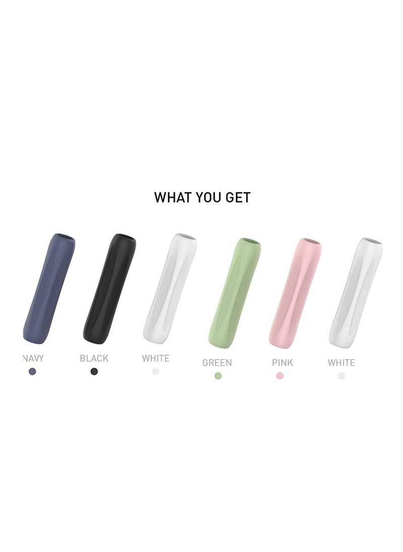 SYOSI - Pencil grip Silicone Holder Ergonomic Sleeve Accessories Compatible for Apple Pencil 1st and 2nd Generation multiple colours (6 Pack) - Image 1