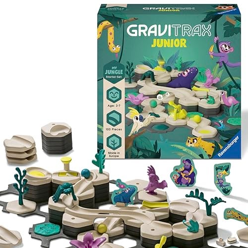 Gravitrax Ravensburger GraviTrax Junior Starter Set My Jungle Preschool Marble Run Game Fun Building Experience STEMFriendly Interactive Learning MESH Accredited Kids Age 3 and Older - Image 1