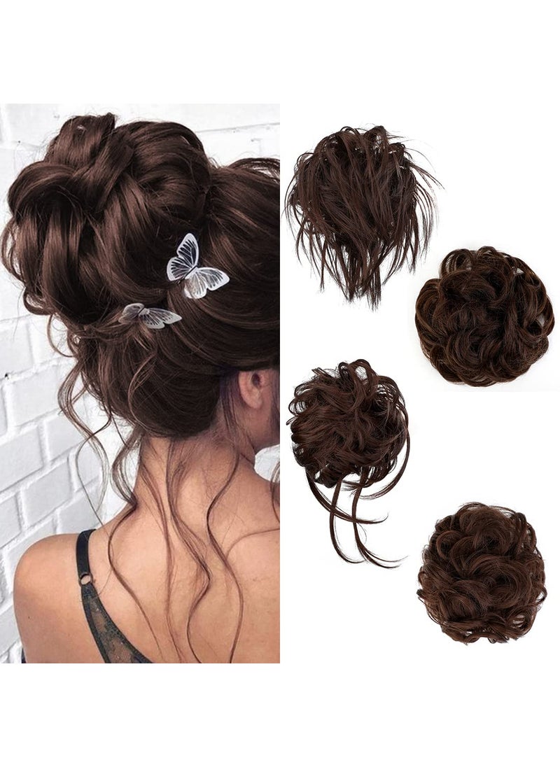 Qunlinta Qunlinta 4 PCS Messy Hair Bun Hairpiece Tousled Updo for Women Hair Extension Claw Ponytail Scrunchies with Elastic Rubber Band Long Updo Messy Hairpiece Hair Accessories for Women 