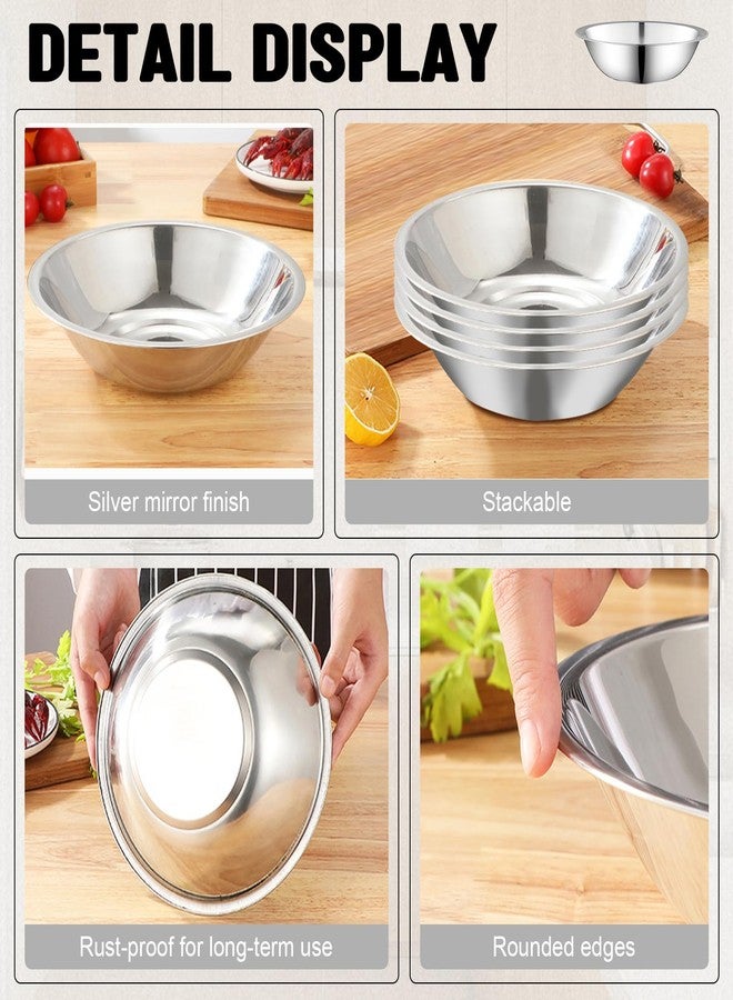 Odowalker 15 Pcs Stainless Steel Bowls Kitchen Metal Bowl with Flat 6.3 Inch Base Prep Bowls, Mixing Bowls Mirror Polish Metal Bowl Set for Meal Prep, Serving, Baking - Image 3