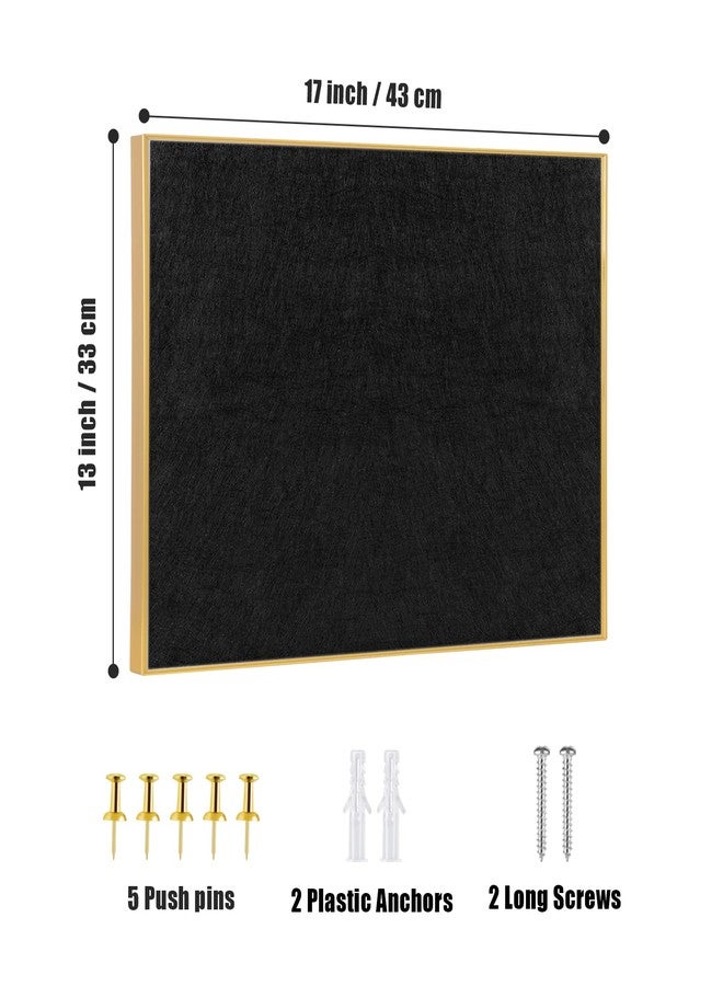 YCCYYCCY Golden Aluminum Framed Pin Board with Black Felt, Approx. 17 x 13 inches Bulletin Board with Pins, Eye Bolts, gaskets, Screws, Cork Board Alternative for Office, School and Home(AL-BK-3343) - Image 2