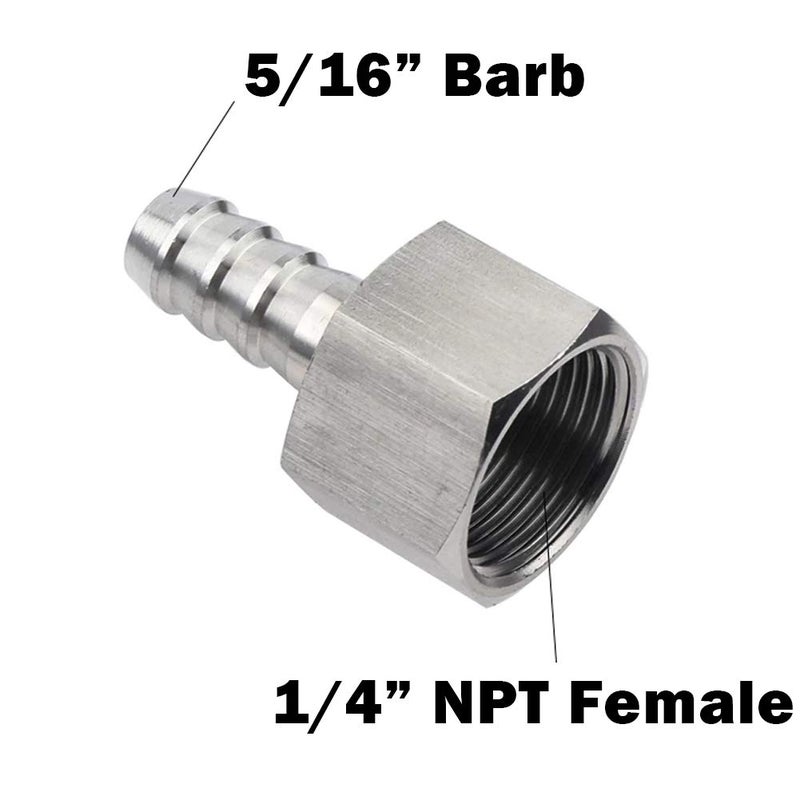 Beduan Stainless Steel 5/16"" Hose Barb To 1/4"" Female Home Brew Water Air Gas Fuel (Pack Of 3) - Image 3