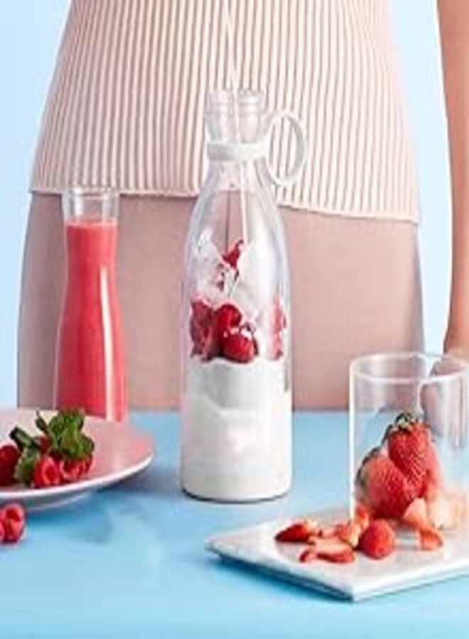hanso Portable Mini Blender for Shakes and Smoothies - Perfect for Sports, Travel, and Outdoor Adventures - 420ml Capacity, 40W Power (White)