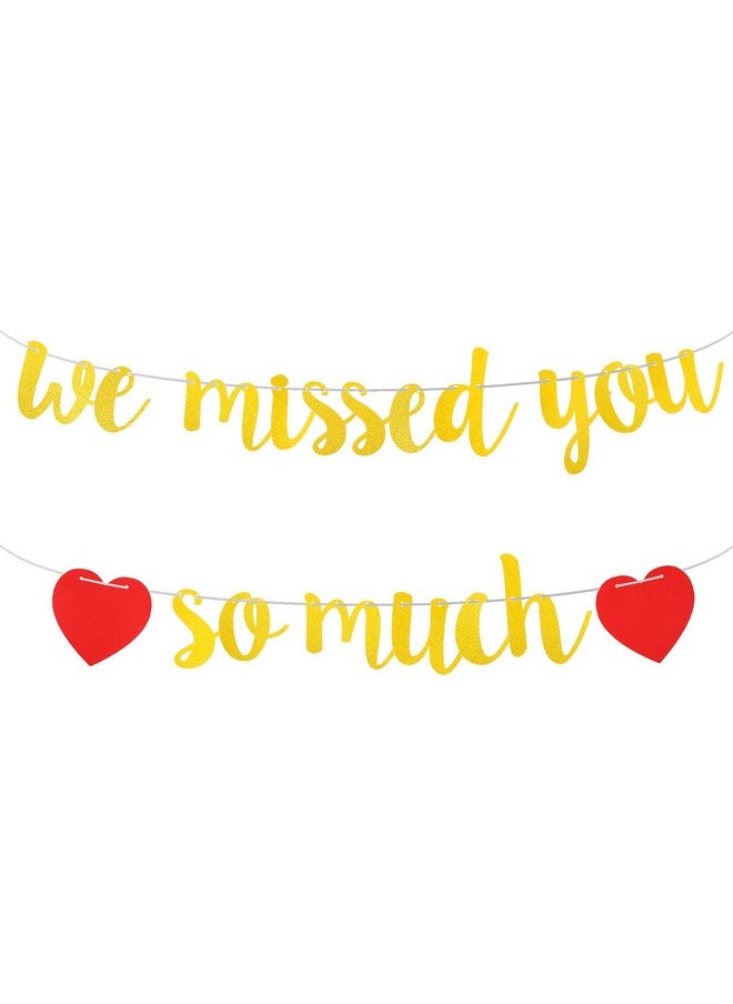Prasacco Welcome Home Banner, We Missed You So Much Banner, Welcome Home Decorations for Family Reunion Friends Back Military Graduation Happy Friendsgiving Sign Banner (Gold)  - Image 1