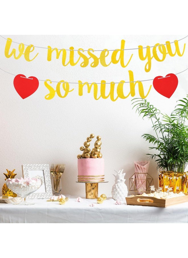 Prasacco Welcome Home Banner, We Missed You So Much Banner, Welcome Home Decorations for Family Reunion Friends Back Military Graduation Happy Friendsgiving Sign Banner (Gold)  - Image 5