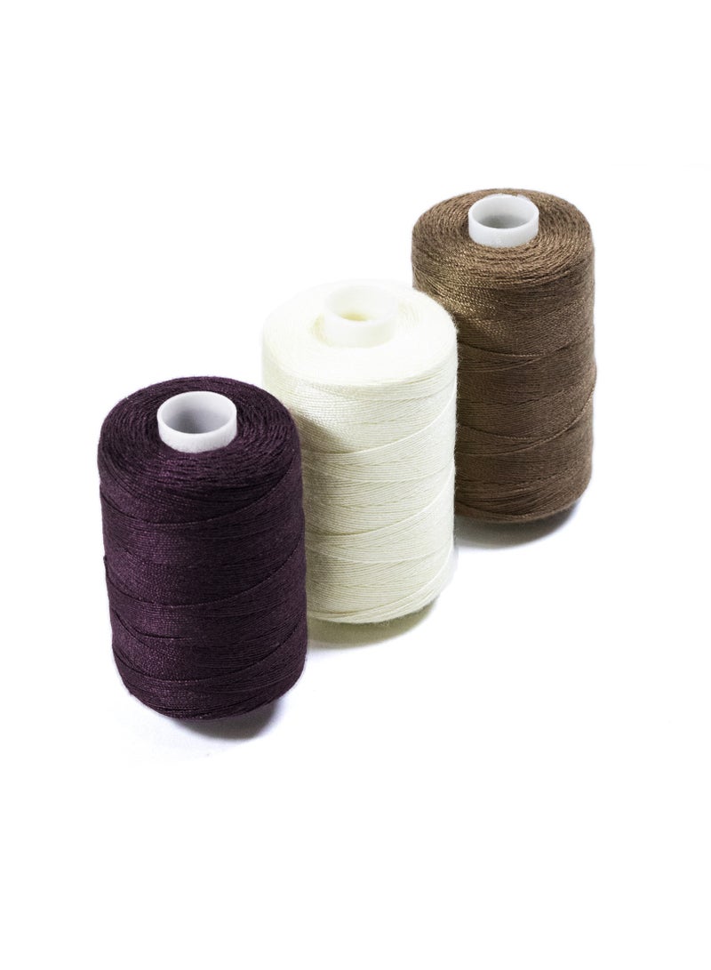 3 Rolls Jeans Sewing Threads – Durable Denim Stitching for DIY Projects (Magenta, Cream, Brown) – 300 Yards Each - Image 1