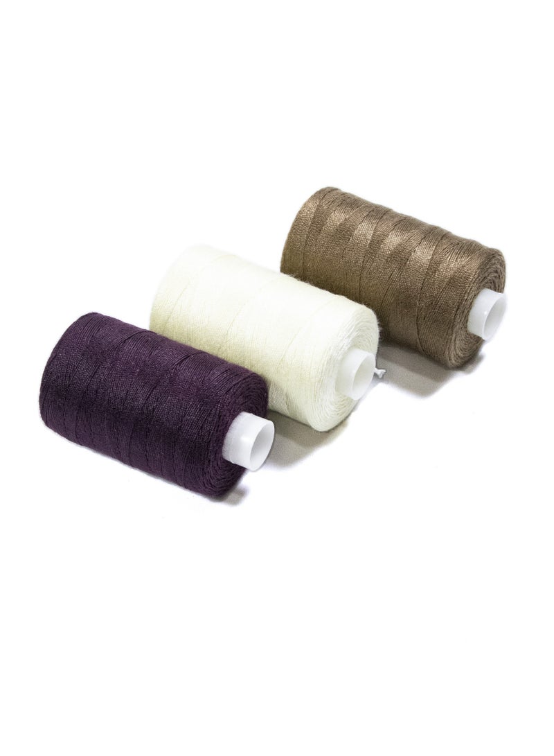 3 Rolls Jeans Sewing Threads – Durable Denim Stitching for DIY Projects (Magenta, Cream, Brown) – 300 Yards Each - Image 2