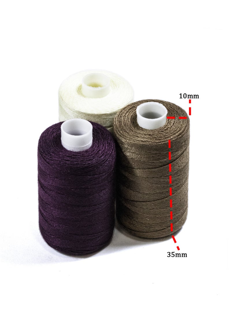 3 Rolls Jeans Sewing Threads – Durable Denim Stitching for DIY Projects (Magenta, Cream, Brown) – 300 Yards Each - Image 3
