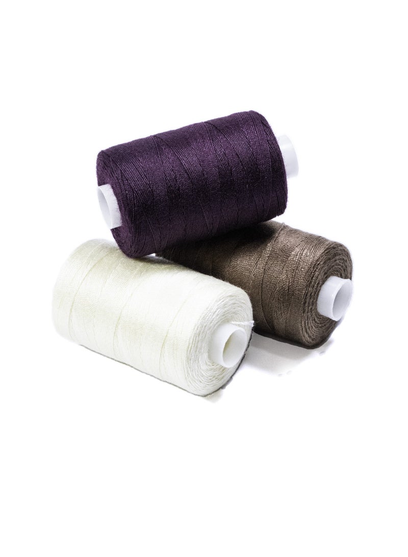 3 Rolls Jeans Sewing Threads – Durable Denim Stitching for DIY Projects (Magenta, Cream, Brown) – 300 Yards Each - Image 4