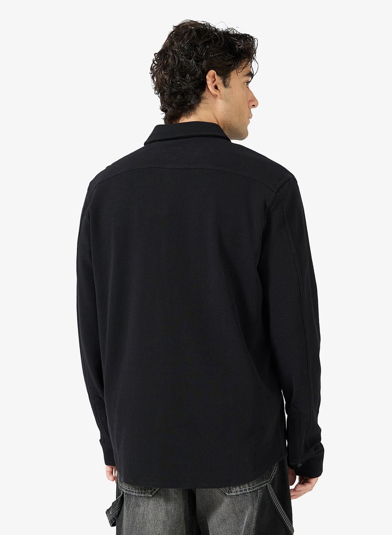 جس قميص بأزرار وافل بقصة عادية - Image 2