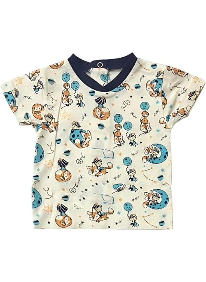 Baby Boy 2-Piece Fox Print Outfit Set, Navy Blue Romper with T-Shirt, Casual Wear  - Image 4
