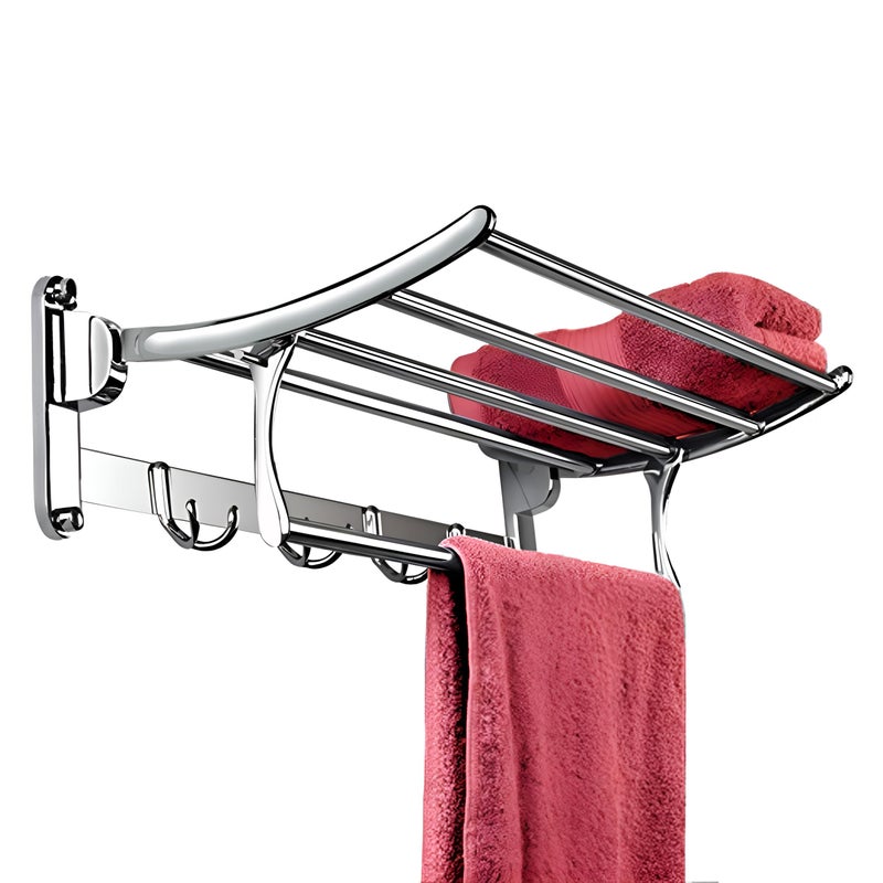 Plantex Towel Hanger for Bathroom/Stainless Steel Folding Towel Holder Stand/Towel Rack for Bathroom (24 Inch-Chrome Finish) - Image 1