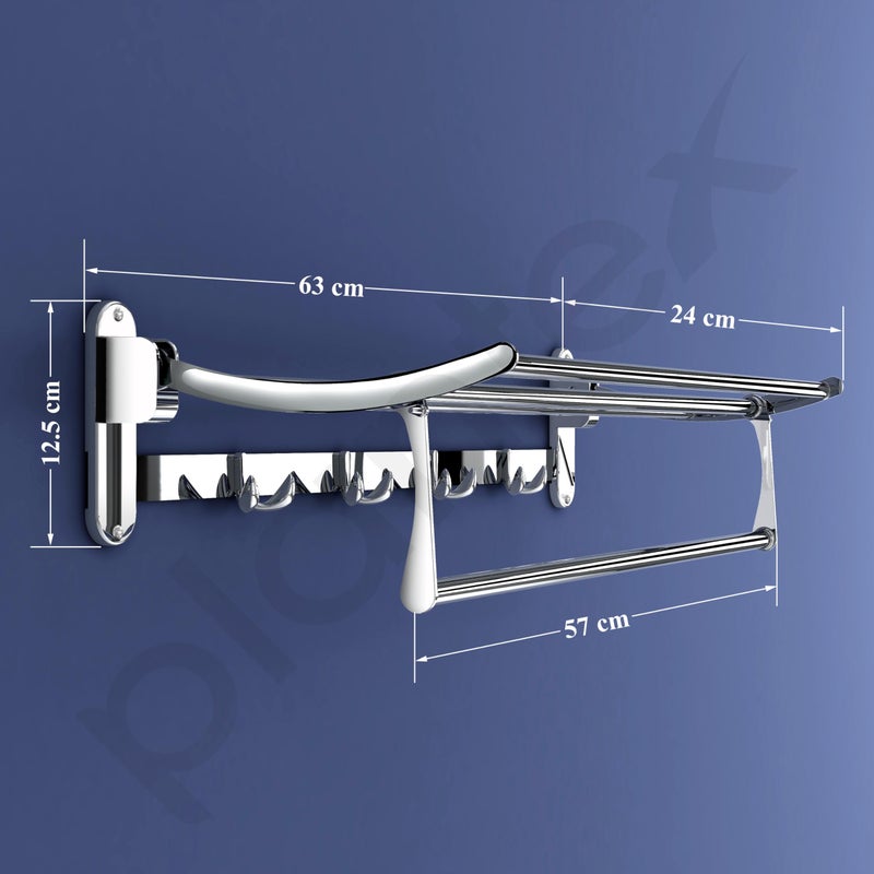 Plantex Towel Hanger for Bathroom/Stainless Steel Folding Towel Holder Stand/Towel Rack for Bathroom (24 Inch-Chrome Finish) - Image 4