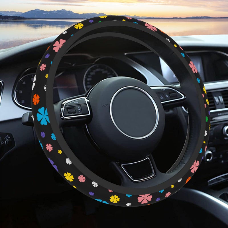 Pcnjozx Steering Wheel Cover Neoprene Material Most Cars MenWomen Universal 15 inch Premium NonSlip Spring Steering Wheel Protector Floral Car Accessories Lucky Clever - Image 2