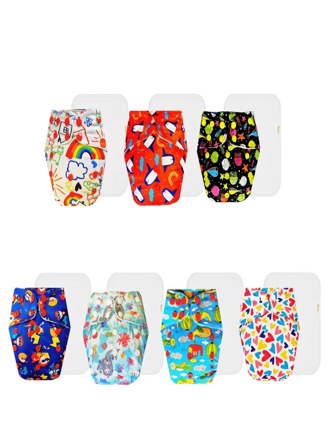 حفاضات دمبلدو القماشية الممتازة مع حشوة قطنية (عبوة من 7) | مضادة للحساسية | قابلة لإعادة الاستخدام والغسل | سريعة الجفاف | مصممة من قبل الأمهات | من 3 أشهر إلى 3 سنوات | للجنسين - Image 1