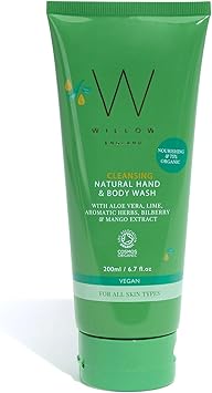 Willow Natural Aloe Vera Aromatic Herb Body Wash Gentle Cleanser for Sensitive Skin Creamy Foam CollagenBoosting Mango Nourishing Bilberry Hydrating Soothing NonDrying Formula - Image 1