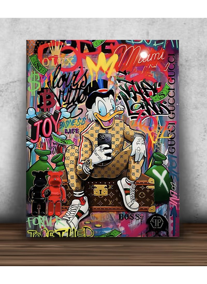 Spoil Your Wall Boss Donald Duck Canvas Print Stretched On Wooden Frame Wall Poster, Wall Arts Home Décor Photo Frames, 40x55 cm by Spoil Your Wall  - Image 1
