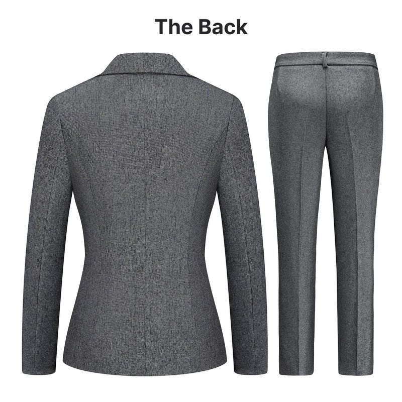 TRONSTORE Women's Business Suits for Work Professional 2 Piece Slim Fit Outfits for Women-Grey-XL - Image 4
