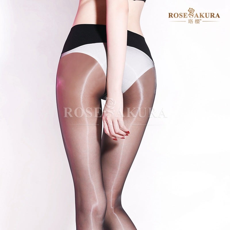Luoying 8408 Oil Bright 624 Needle High Density Seamless Coagulating Pantyhose Ultra-Thin Hand-Feel Smooth Oil Glow Transparent Pantyhose - Image 4