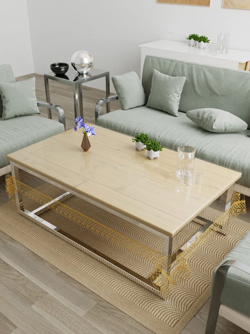 Clasiko Centre Table Cover; 40x60 Inches; PVC; Anti Slip; Golden Lace Tipping - Image 1