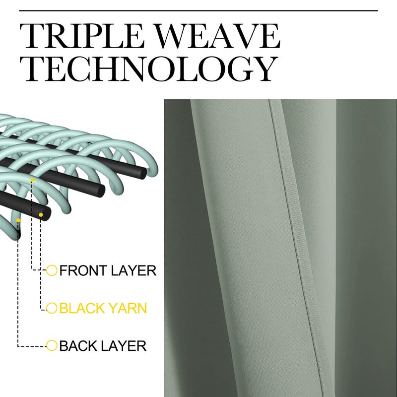 NICETOWN Window Curtains Blackout Drapes - Thermal Insulated Solid Rod Pocket Blackout Curtains/Draperies for Living Room (Sage Green  One Pair  52 by 72-Inch) - Image 4