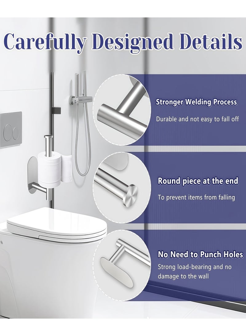 نايزان حامل ورق التواليت - حامل ورق التواليت اللاصق المثبت على الحائط، حامل لفافة لاصق قوي من الفولاذ المقاوم للصدأ، لا يحتاج إلى ثقب - يلتصق مباشرة بالجدران، مناسب للحمامات والمطابخ ودورات المياه والمركبات الترفيهية (فضي) - Image 3