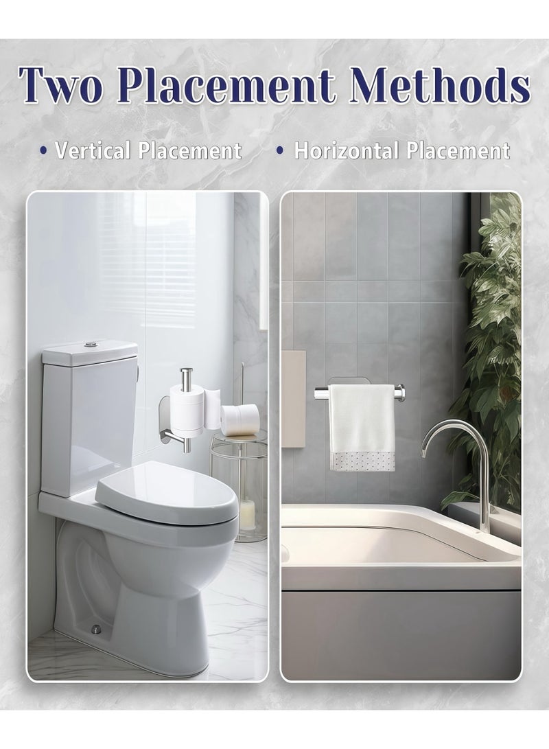 نايزان حامل ورق التواليت - حامل ورق التواليت اللاصق المثبت على الحائط، حامل لفافة لاصق قوي من الفولاذ المقاوم للصدأ، لا يحتاج إلى ثقب - يلتصق مباشرة بالجدران، مناسب للحمامات والمطابخ ودورات المياه والمركبات الترفيهية (فضي) - Image 2