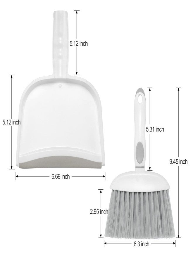 NACENA Small Dust Pan and Brush Set, Mini Broom and Dustpan Set Small Hand Broom and Brush Combo Dust Pan with Teeth for Home Cleaning Drawers Desktop Sofas Pet Care and Outdoor, White & Gray - Image 2