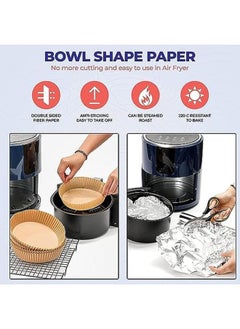 SHOWAY 100Pcs Air Fryer Disposable Paper Liner Non Stick Air Fryer Paper Liners Brown  - Image 2