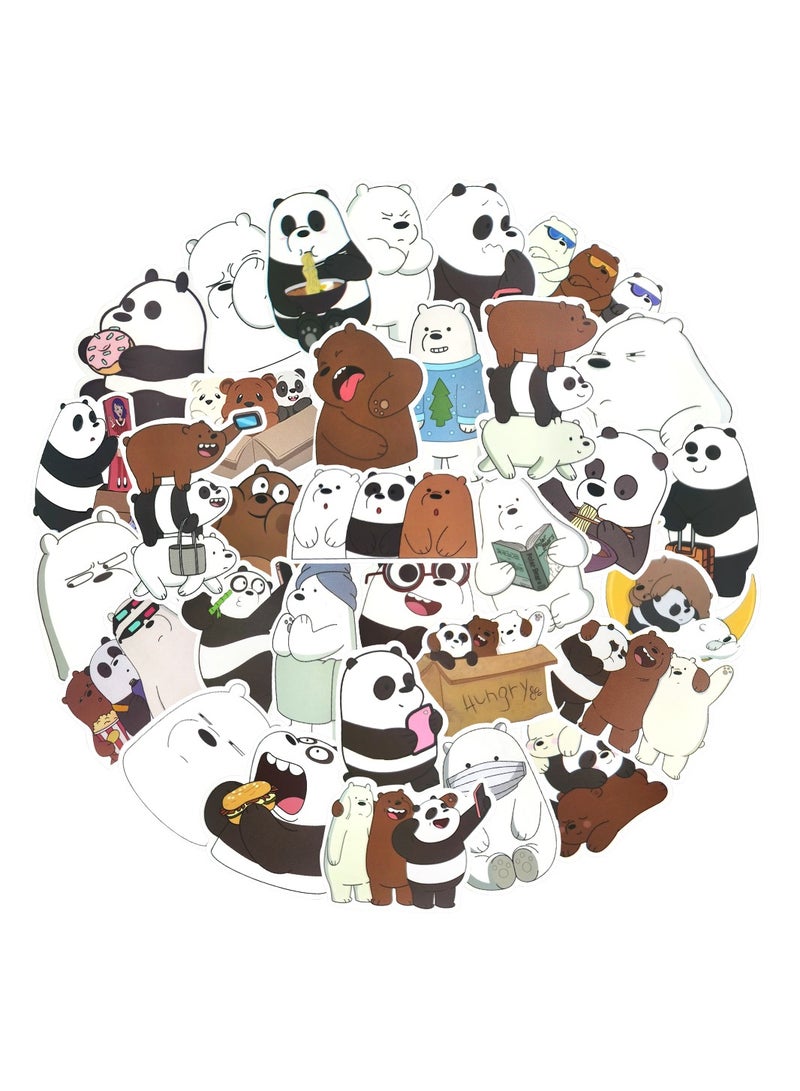 Loquat 50-Piece We Bare Bear Stickers for Kids Waterproof Cute Stickers for Journal Luggage Laptop - Image 2